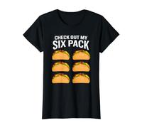 Découvrez Mon Pack de Six Tacos - Entraînement Amusant en Salle de Sport T-Shirt Graphique avec Valeur, Femme, Noir, L