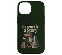 Découvrez Une Histoire : Un Dinosaure lisant Un Livre de bibliothèque Coque pour iPhone 14