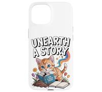 Découvrez Une Histoire ; Un Mignon Chaton lit Un Livre Coque pour iPhone 15