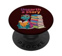 Découvrez Une Histoire : Un Mignon Dinosaure lisant PopSockets PopGrip Adhésif