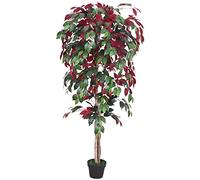 Decovego Rouge Ficus Benjamina Plante Arbre Artificielle Artificiel 150cm
