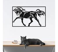 Decovieno Métal Cheval Mur Décor, 75 cm Longueur x 45 cm Largeur x 3 cm Hauteur, Noir