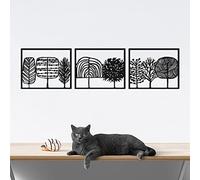 Decovieno Métal Fascdansant Forêt Voir dans Lanature 3D Mur Art 3-Pièces, 230 cm Longueur x 59 cm Largeur x 3 cm Hauteur, Noir