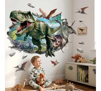 DECOWALL Autocollants Muraux 3D Dinosaure - Décoration Murale T-Rex et Scène Jurassique pour Chambre Enfant, Salle de Jeux, Bureau - Autocollants Faciles à Poser (SG2-2515)