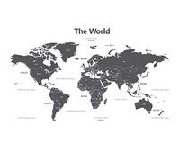 DECOWALL DLT-1609G Mappa del Mondo Moderno Grigio Adesivi da Parete Decorazioni Parete Stickers Murali Soggiorno Asilo Nido Camera da Letto per Bambini (Extra Grande) (Ver. Inglese)