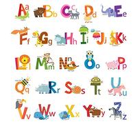 DECOWALL DS-8002 Alphabet ABC Animaux (Ver anglais) (Petit) Autocollants Muraux Mural Stickers Chambre Enfants Garderie Salon wall adhsif maison dcalcomanies