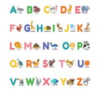 DECOWALL DS-8014 Anglais Alphabet Animaux Colorés (Petit) Autocollants Muraux Mural Stickers Chambre Enfants Garderie Salon wall adhsif maison dcalcomanies