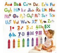 DECOWALL DS-8044 Autocollants muraux éducatifs en forme de lettres de l'alphabet et chiffres ABC pour chambre d'enfant, chambre d'enfant, salon, décoration d'intérieur, lettres ABC, salle de classe