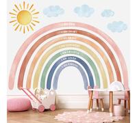 DECOWALL FH4-2432 Stickers muraux aquarelles arc-en-ciel et citations très grand format pour chambre d'enfant décoration de chambre de bébé style bohème à décoller et à coller