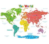 DECOWALL SG-1902S la grande carte du monde Stickers muraux enfants Stickers muraux en bois décor de pépinière peler et coller Art amovible chambre de bébé