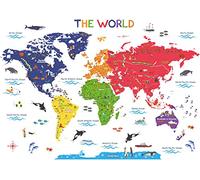 DECOWALL SG2-115 La grande carte du monde autocollant mural autocollant mural pour enfants amovibles art chambre d'enfant salon décoration de la maison éducatif animal salle de jeux