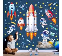 DECOWALL SG2-2416 Stickers Muraux fusée astronaute Décalcomanies Autocollants muraux Enfants Etoile pour Bébé Chambres d'Enfants Fille Garcon Plafond Décoration