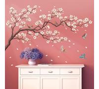 DECOWALL SG2-2424 Stickers muraux Branche de Cerisier Blanc 116.3cm x 61.7cm Amovibles DIY Murale Arbre Romantique Peel and Stick Décoration Maison pour Chambre de Fille Chambre de Bébé Salon