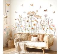 DECOWALL SG2-2513 Stickers muraux amovibles pour chambre d'enfant, salon, chambre à coucher, décoration d'intérieur Motif fleurs et papillons