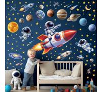 DECOWALL SG2-2605 Sticker mural pour chambre d'enfant Motif planètes fusées