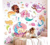 DECOWALL Stickers Muraux Sirènes - Sirènes colorées et monde sous-marin pour décoration de chambre d'enfants (SG2-2511)