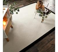 Decoweb Tapis intérieur/extérieur Natté - Sumatra Blanc - Ganse Noire - 200 x 290 cm