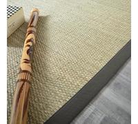 Decoweb Tapis Jonc de mer Kalapa Fin Panama - Ganse Coton Anthracite - 160 x 230 cm