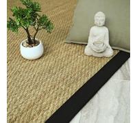 Decoweb Tapis Jonc de mer Kalapa Fin Panama - Ganse Noire - 200 x 290 cm