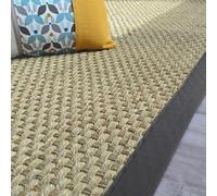 Decoweb Tapis jonc de mer - Paro Fin natté 4x4 - Ganse Coton Anthracite - 160 x 230 cm