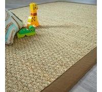 Decoweb Tapis Jonc de mer - Varana Panama - Ganse Coton Brun - 200 x 290 cm