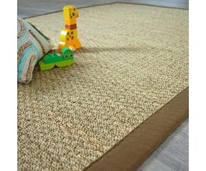 Decoweb Tapis Jonc de mer - Varana Panama - Ganse Coton Brun - 200 x 290 cm