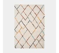 Decoweb Tapis Motif berbère - Nelya - Écru et Traits Multicolore - 160 x 230 cm