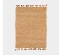 Decoweb Tapis Naturel en Jute et Coton - Néo-Ethnique - Rouge - 120 x 170 cm