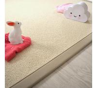 Decoweb Tapis Pure Laine - Latoon écru - Ganse Coton grège - 80 x 150 cm