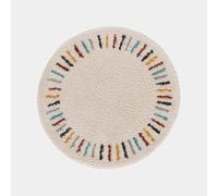 Decoweb Tapis Rond Chambre d'enfant berbère - Adel - Beige et Traits Multicolore - Ø 120 cm