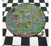 Decoweb Tapis Rond de Jeu Enfant - Circuit de Voiture - Ville - Ø 150 cm
