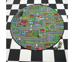 Decoweb Tapis Rond de Jeu Enfant - Circuit de Voiture - Ville - Ø 150 cm