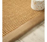 Decoweb Tapis Sisal Grosses Boucles - Cuba Paille dorée - Ganse Lin Camel - 120 x 170 cm