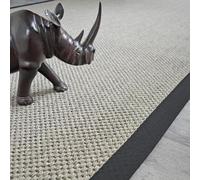 Decoweb Tapis sisal - Kidara Nuage - Ganse Coton Noire - 140 x 200 cm