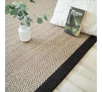 Decoweb Tapis sisal - Maya Chevron Beige - Ganse Chenille Brun chiné - 120 x 170 cm