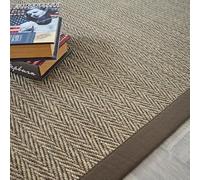 Decoweb Tapis Sisal - Nairobi Chevron - Ganse Coton Marron - 140 x 200 cm