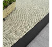 Decoweb Tapis Sisal Quintana Blanchi - Ganse Coton Noire - 120 x 170 cm
