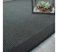 Decoweb Tapis sisal Yucatan Noir - Ganse Coton Noire - 200 x 290 cm