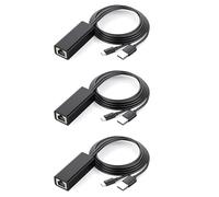 Decqerbe 3X avec Câble d'alimentation pour TV Stick (2Nd Gen), 4K Stick, TV Square, Adaptateur LAN Filaire Micro-USB vers RJ45, Noir