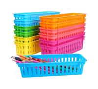 Decqerbe Paquet de 12 Plateaux de Panier Organisateur de Crayons, Rangement de Bureau Aux Couleurs Arc-En-Ciel pour Enfants, Supports de Fournitures de Classe pour L'École