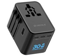 decqle Adaptateur Prise Universelle, Adaptateur Voyage International avec 3 Ports USB-C(30W) ＆ 2 USB-A, Concerner France vers USA, UK, EU, AU ＆ 224+ Pays (Noir)