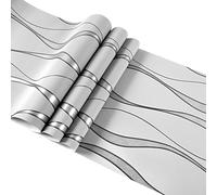 D'écran Temporaire Pour Appartements, 3D Pour Enlever Et Attaquer | Moderne Vagues Courbes Mur De Papier Peint Paille-Forgerons 3D, Papier Peint Non Tissé Amovible Avec Des Rayures