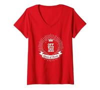 Décret Royal de la Reine des cœurs avec Leurs têtes T-Shirt avec Col en V, Femme, Rouge, L