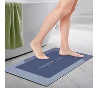 DecroXmas Diatom Tapis de Sol Absorbant en diatomite Bleu antidérapant pour la Maison, la Cuisine, la Chambre à Coucher, la Salle de Bain 50 x 80 cm
