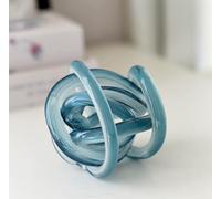 DECRZPB Boule décorative en Verre émaillé Bleu à Motif de Lignes sinueuses Figurine en Verre soufflé à la Main Presse-Papier Cadeau d'anniversaire