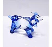 DECRZPB Cristal Ornements Vache Bleue Verre Artificiel Animal Figurine À La Main Anniversaire De Mariage Cadeau Vivant Table À Manger Décor À La Maison