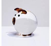 DECRZPB Fait à la Main Cristal Verre Brun Cochon Coloré Glaçure Figurine Animal en Verre Soufflé Salon Presse-papiers Anniversaire Cadeau Table Ornements Décor À La Maison