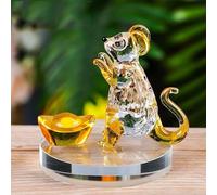 DECRZPB Figurine en Cristal Artificielle en Forme de Souris Jaune Faite à la Main pour Cadeau d'anniversaire ou de Mariage