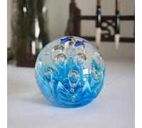 DECRZPB Figurine en Verre Boule Ronde Bleue glaçage coloré Fait à la Main Presse-Papier en Verre soufflé Cadeau pour Anniversaire décoration de Maison Ornement de Table