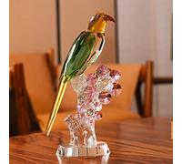 DECRZPB Ornement en Cristal Vert Pie Oiseau Fleur Artificielle Verre Figurine à la Main noël Anniversaire Mariage Cadeau Table décor à la Maison
